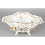 Dresden porcelain fruit bowl with floral and gold decors (minimal chip possible). Dimension: 13 x