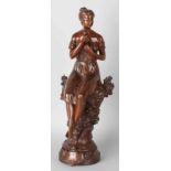 Ancient French bronze figure, around 1900, by Berlin, Le premier fruit, in good condition 42cm.