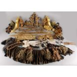 Large lot of gold plated wood carvings. Including brushes, upholstery. 19th - 20th century.