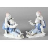 Two old German Gerold porcelain figures. (With one bird is off). Size: 14 cm.Cond .: R / G.