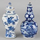 Two antique Chinese porcelain vases. One-time knob vase with landscape decor. One-time baluster-