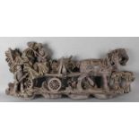 Large plastic molded wall object with horse span. Second half 20th century. Dimensions: 108x40x16