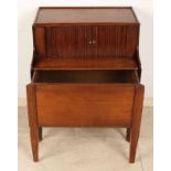 Early 19th century mahogany bedside table with shutters and extendable for night pot. Dimensions: