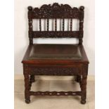 Ancient Oriental Woodpecker Tropical Wooden Mayor Chair. Chair is carved with wood carving and