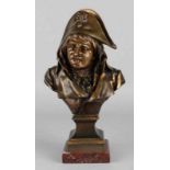 Bronze bust of Napoleon on red marble basement. 19th century. Dimension: 33 cm. In good condition.