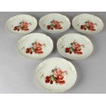 Six German porcelain Art Nouveau plates with floral decors, approx. 1910. Marked: BRC Regina