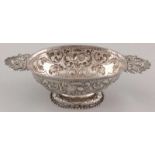 Antique silver brandy bowl, decorated with acanthus leaves, curls, shields and cartouches. The