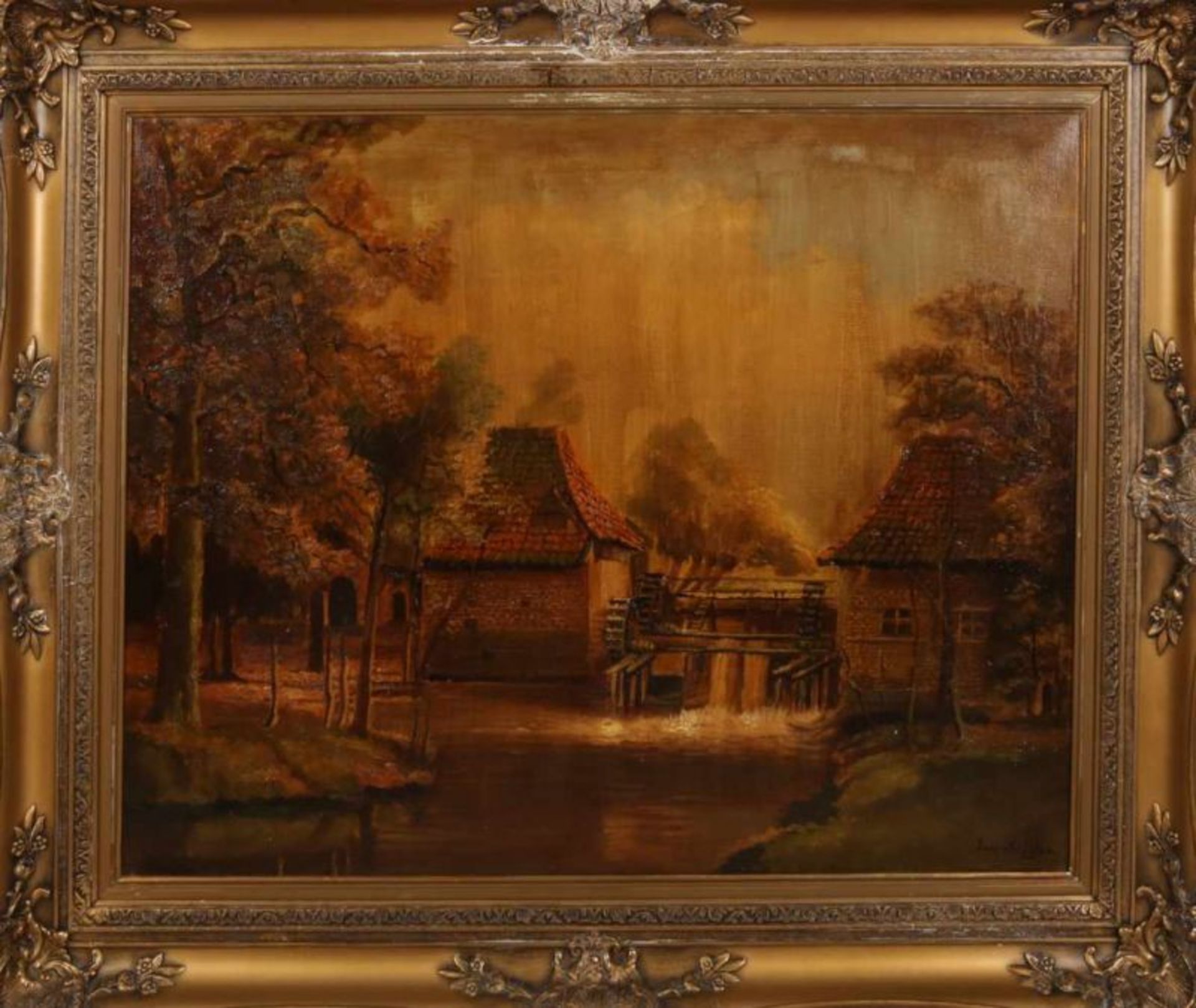 Jaap van Kregten, 1878-1967. Haaksbergen water mill. Oil paint on linen. Dimensions: 60 x 80 cm. In