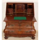 Dutch root nuts baroque-style writing secretary. Style furniture, second half 20th century.