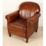 Brown leather armchair with beautiful patina. (Edge slightly worn). Second half 20th century.