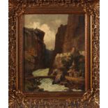 Juriaen Marinus van Beek, 1879-1965. Presentation: A gorge of the Tessino with river. Oil paint on