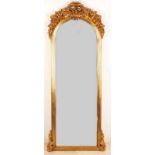 Large gilded Italian style mirror. About 1980. Dimensions: 180 x 70 cm. In good condition.