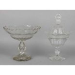 Two times antique glassware. One-time crystal lid cap (minimum chip). One-piece almond-cut crystal