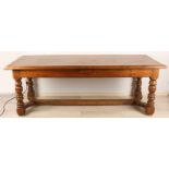 Large oak Monastery table with drawers and twisted legs, interconnected. (Handmade reproduction to