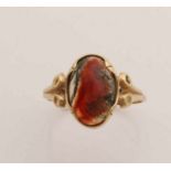 Gold ring, 585/000, with bosagate, oval cabouchon, 7.5x12 mm. Island 56. In good condition