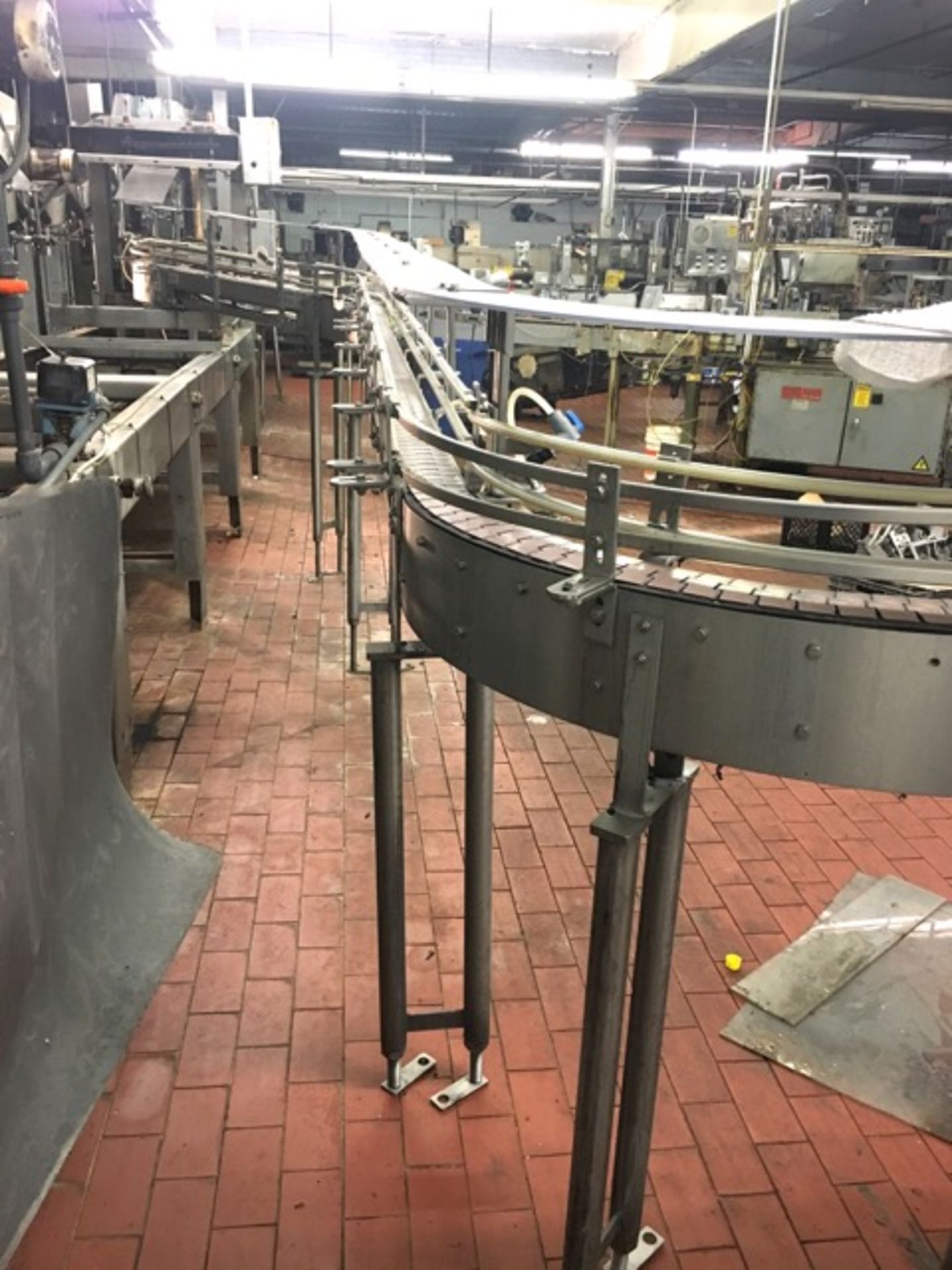 Bottle Conveyor from Rinser to Filler Stainless Steel, 3.25 Inch, Approximately 16 ft, Two 45 degree