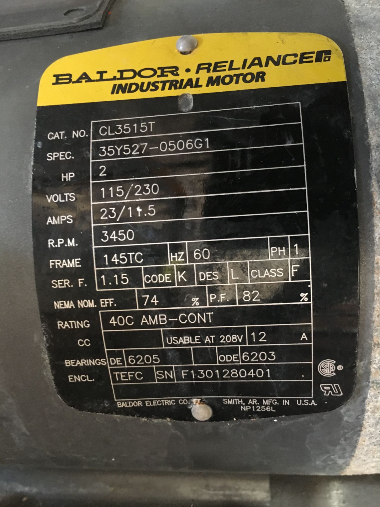 LC Thomsen and Sons Centrifugal Pump Model: 403A Serial: 3A 3438 1.5 in IN and 1.5 in OUT Baldor - Image 4 of 4