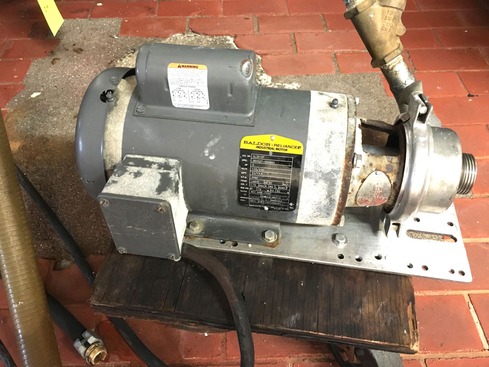 LC Thomsen and Sons Centrifugal Pump Model: 403A Serial: 3A 3438 1.5 in IN and 1.5 in OUT Baldor