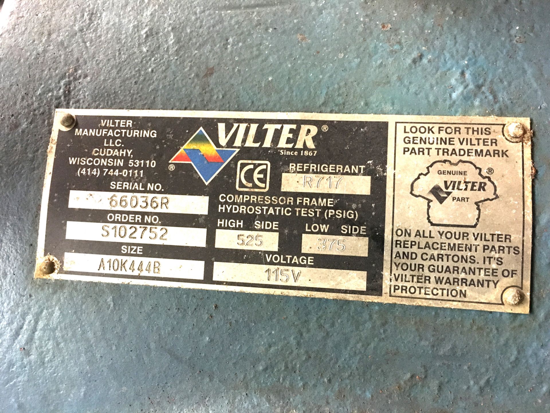 (2) Vilter Ammonia Compressors on Common Base with Square D Controls Vilter Model: VMC440 Serial: - Image 8 of 19