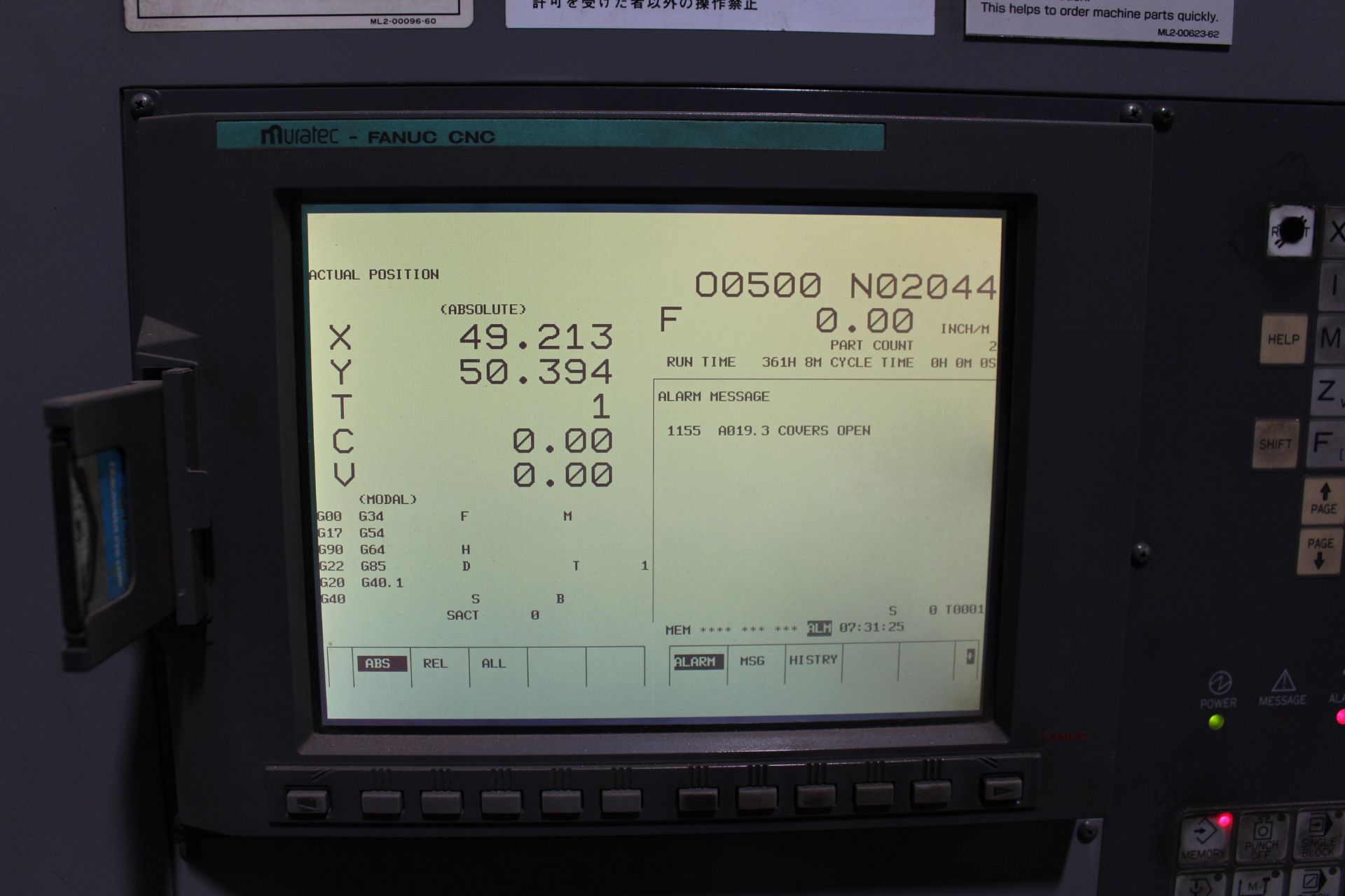 2006 WEIDEMANN MOTOROM M-2044 EZ TURRET PUNCH, MURATEC FANUC CNC CONTROL, PUNCHES & TOOLING - Image 8 of 23