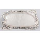 Art Nouveau silver tray Budapest, early 20th century, plastically decorated, jeweller´s lable C.K,