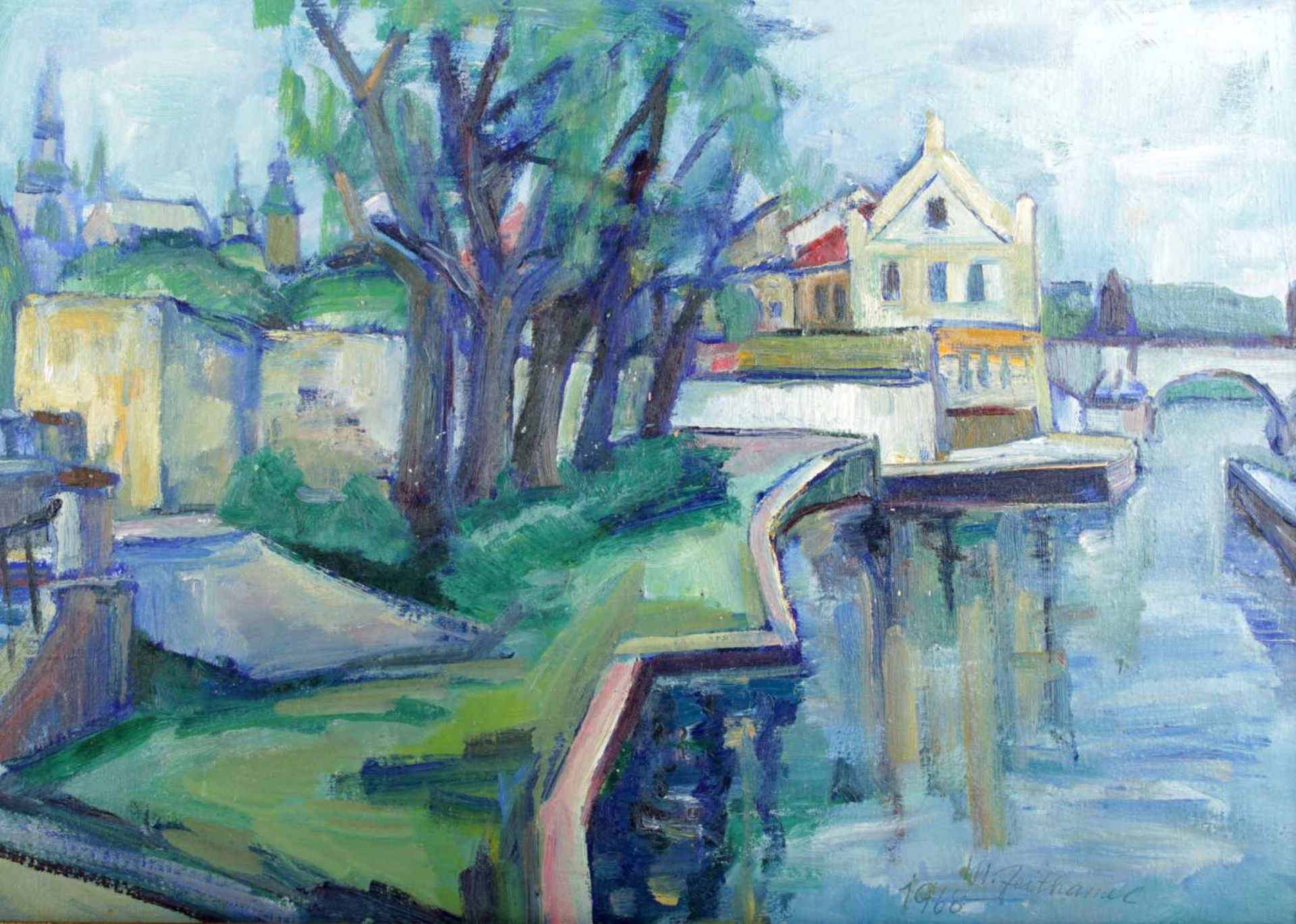 Zeithammel Miloš st. (1935) Prague - Kampa, 1968, oil on canvas, signed and dated lower right M.