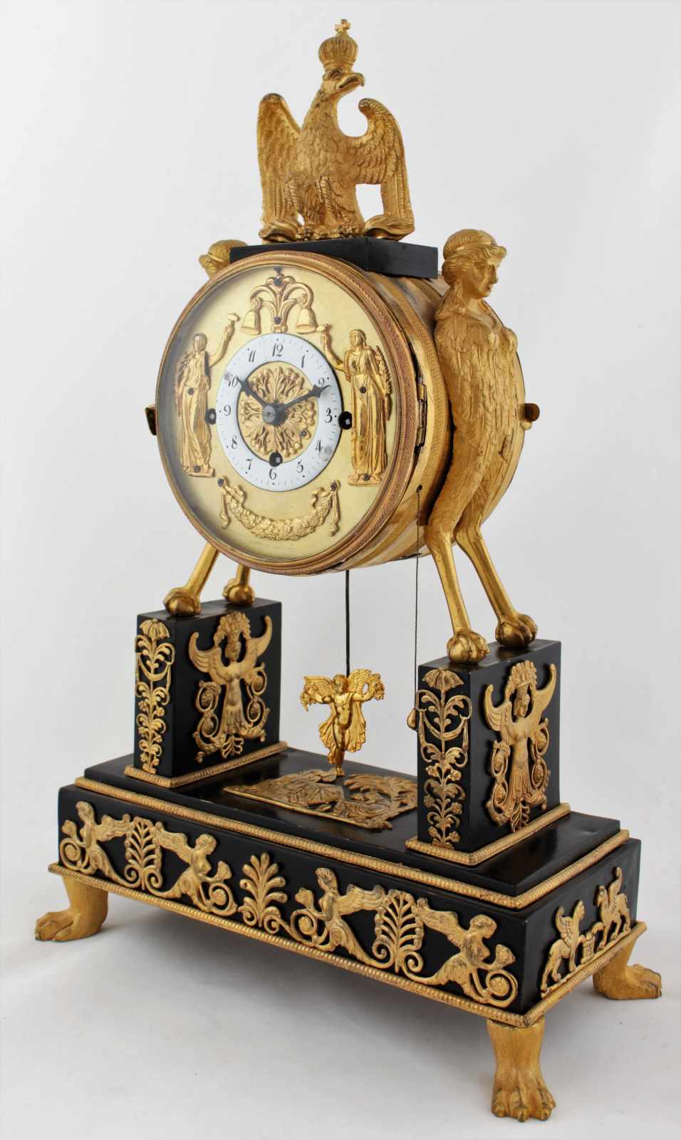 Rare Austrian Empire clock with automaton Austria, Vienna, cca 1810, fire gilt bronze case with - Image 6 of 14