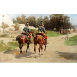 Ajdukiewicz Tadeusz (Poland, 1852-1916) Austrian soldiers on horseback, Vienna - year 1895, oil on