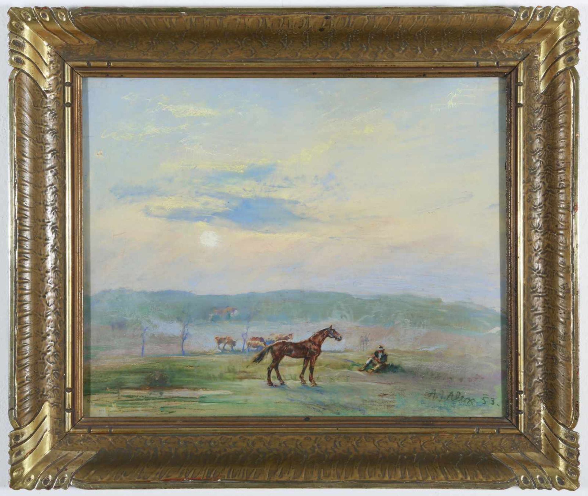 Alex Adolf Jelínek (1890 - 1957, Czech) On the pasture, 1953 oil on wood, 40 x 50 cm, signed lower