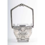 Art Nouveau silver basket Austria-Hungary, early 20th century, plastically decorated, authentic