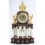 Austrian Empire automaton clock probably Bohemia, around 1810, mahogany veneer, brass