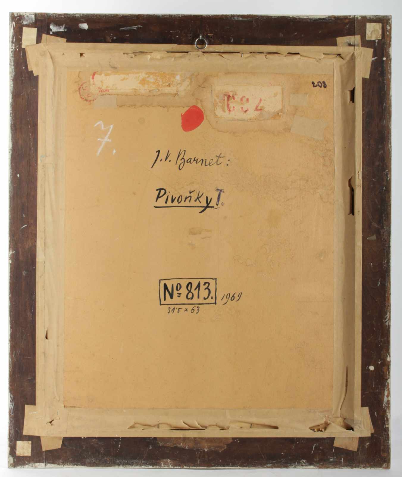 Barnet Josef Václav (Czech, 1907-1990) Peonies, year 1969, oil, cardboard, 63 x 51 cm, signed - Image 4 of 5