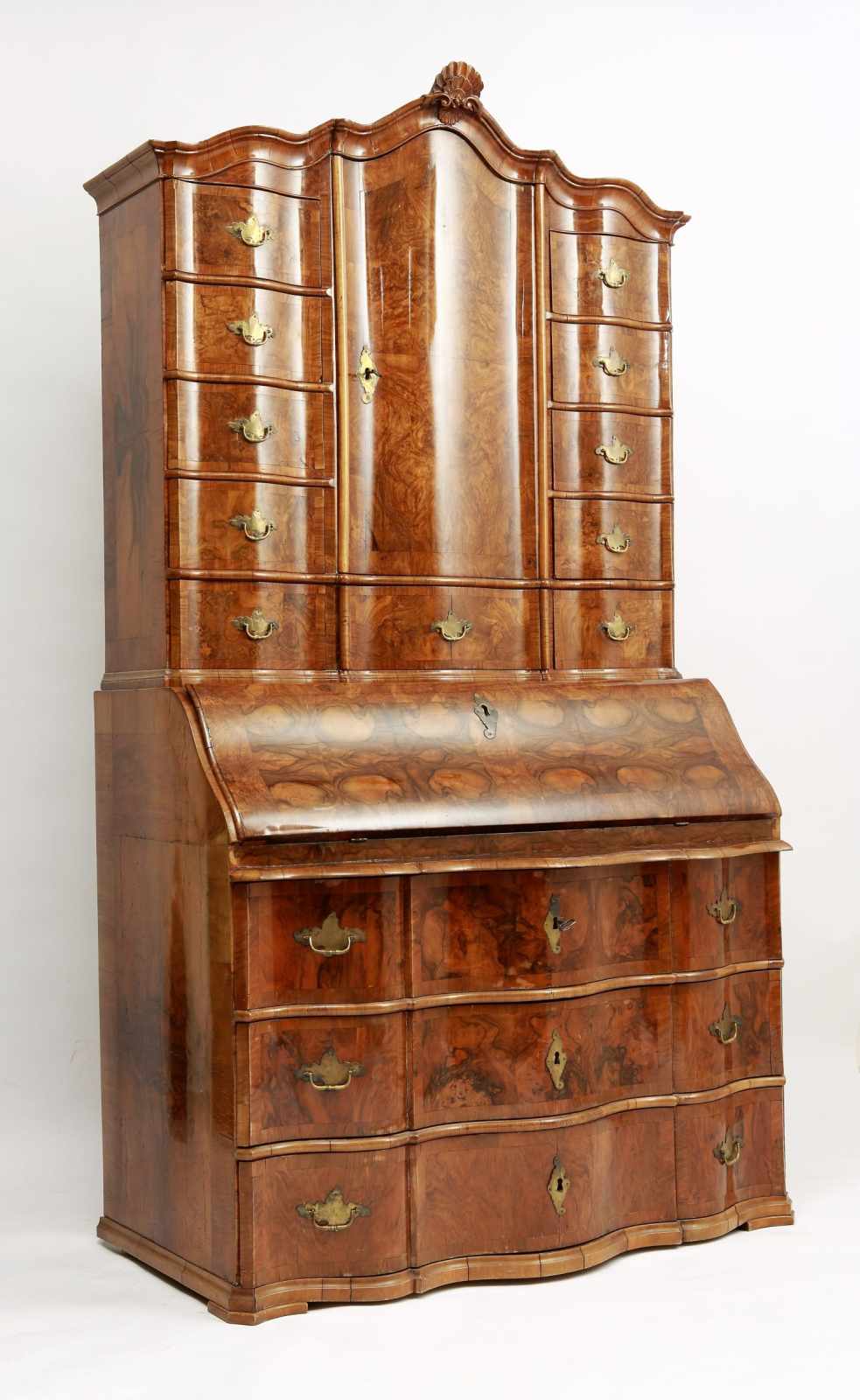 Baroque Bureau Cabinet Two-part bureau – dresser and additional chest of drawers on the top, 2nd - Image 3 of 7