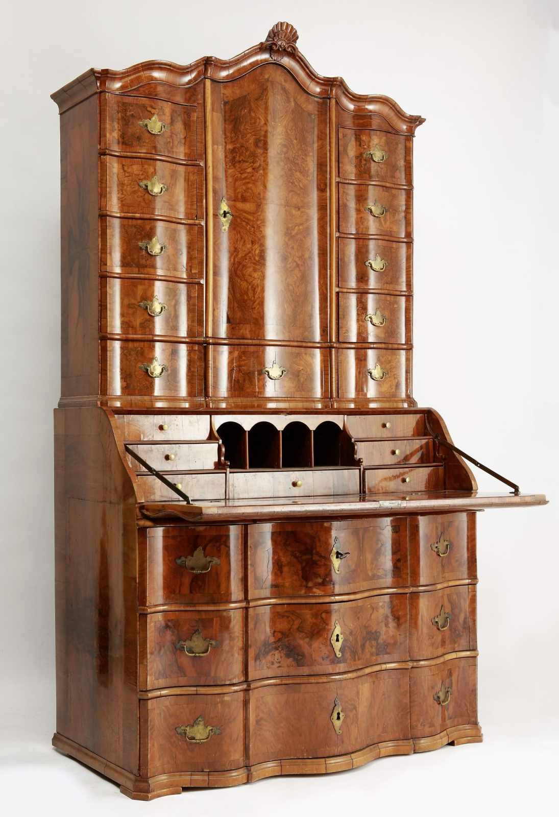 Baroque Bureau Cabinet Two-part bureau – dresser and additional chest of drawers on the top, 2nd - Image 2 of 7