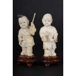 Ivory decorative sculpture of a pair of cheerful children China, Republic period, 20th-30th years of