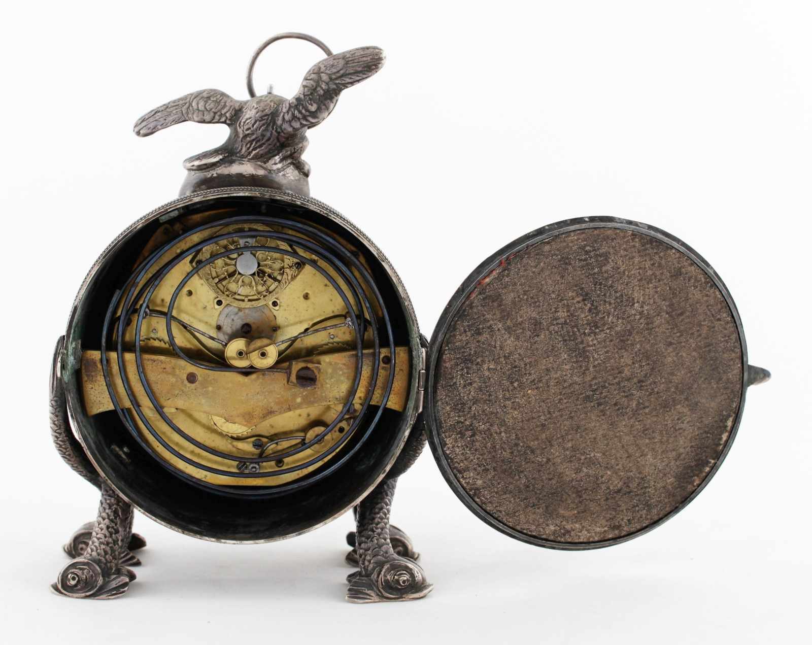 Silver Austrian Carriage clock Austria, Vienna, cca 1820, silver case, silver fineness 940/1000, - Image 6 of 10