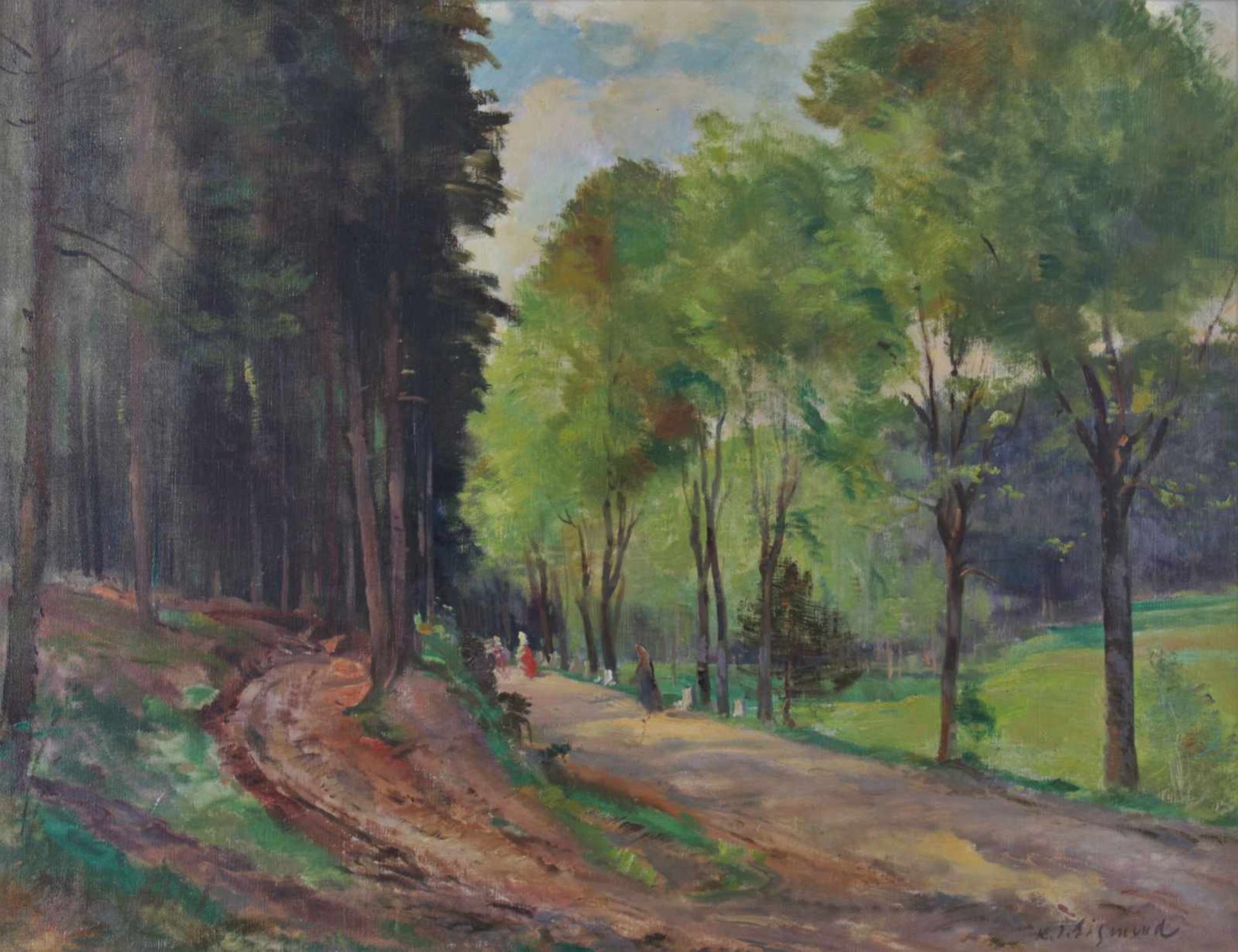 Sigmund Karel Jan (1897 - 1959) Title: On a walk Technique: oil on canvas Size: 50 x 66 cm Signed - Bild 2 aus 5