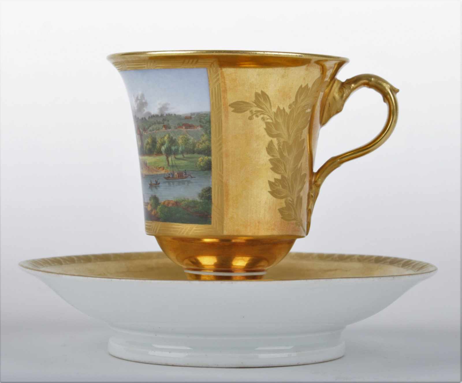 Rare Empire Meissen cup with a saucer Germany, Meissen, around 1820, rare empire cup with a - Image 6 of 11