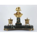 Empire inkwell labeled Baril 1830 France, year 1830, inkwell with bronze bust of Napoleon, signed