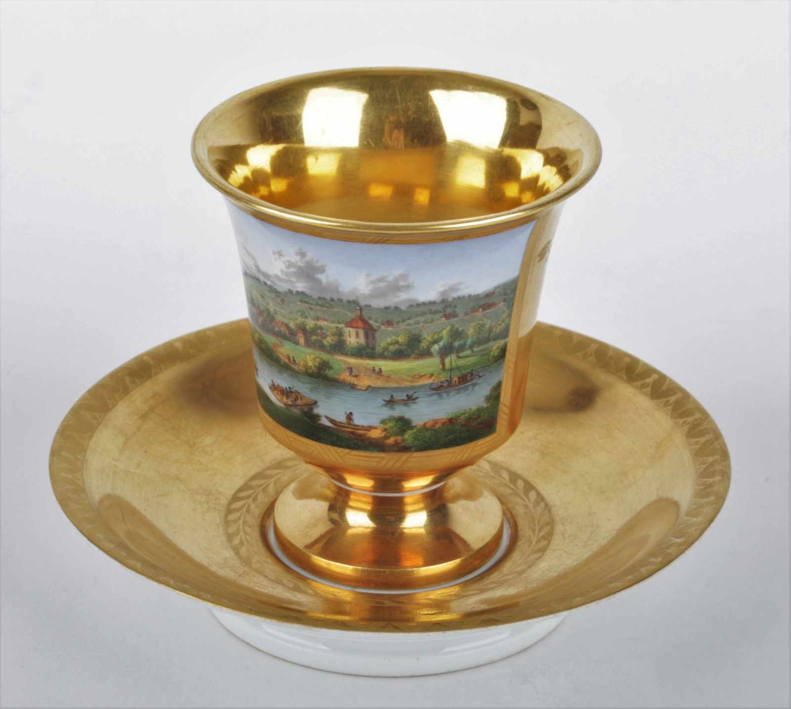 Rare Empire Meissen cup with a saucer Germany, Meissen, around 1820, rare empire cup with a - Image 4 of 11