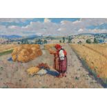 Frolka Antoš (Czech, 1877 - 1935) On a field, year 1922, oil on canvas, 44.5 x 67 cm, signed lower
