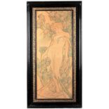 Mucha Alfons (Czech, 1860-1939) The Lily, year 1898, color lithograph/paper on canvas, 104 x 44