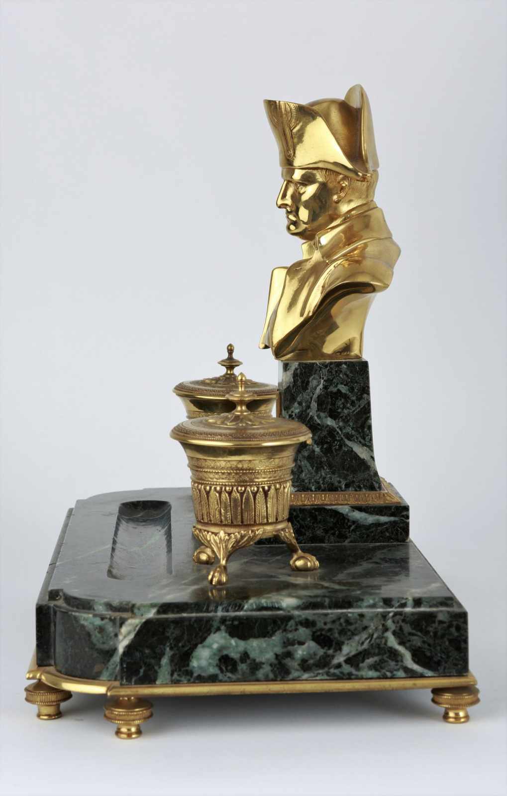 Empire inkwell labeled Baril 1830 France, year 1830, inkwell with bronze bust of Napoleon, signed - Image 5 of 7