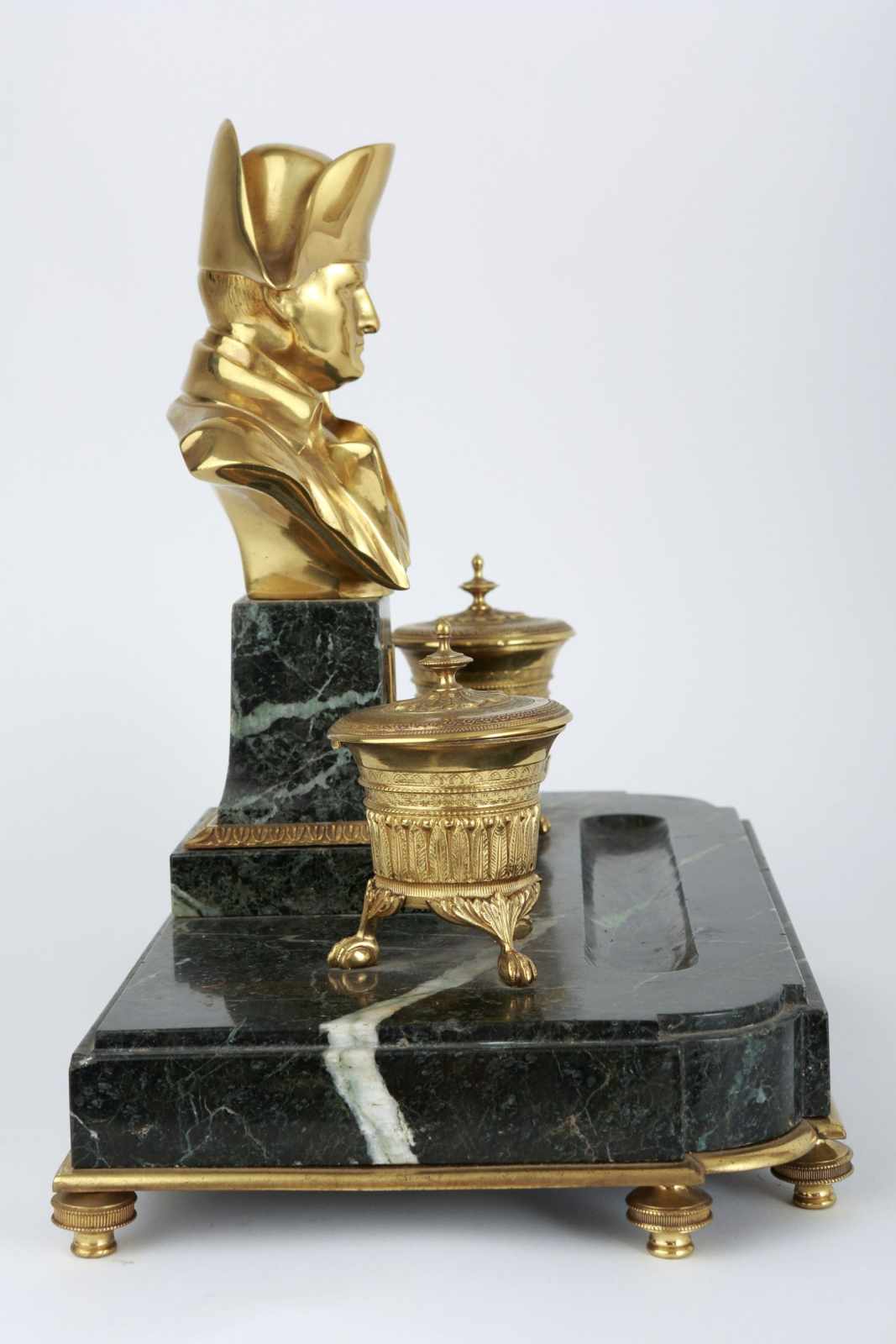 Empire inkwell labeled Baril 1830 France, year 1830, inkwell with bronze bust of Napoleon, signed - Image 6 of 7