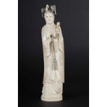 Ivory decorative sculpture of Empress China, around 1900, carved ivory statue of the empress in a