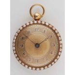 Gold pocket watch decorated with pearls 1st half of the 19th century, lady´s pocket watch, gold