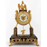 Rare Austrian Empire clock with automaton Austria, Vienna, cca 1810, fire gilt bronze case with