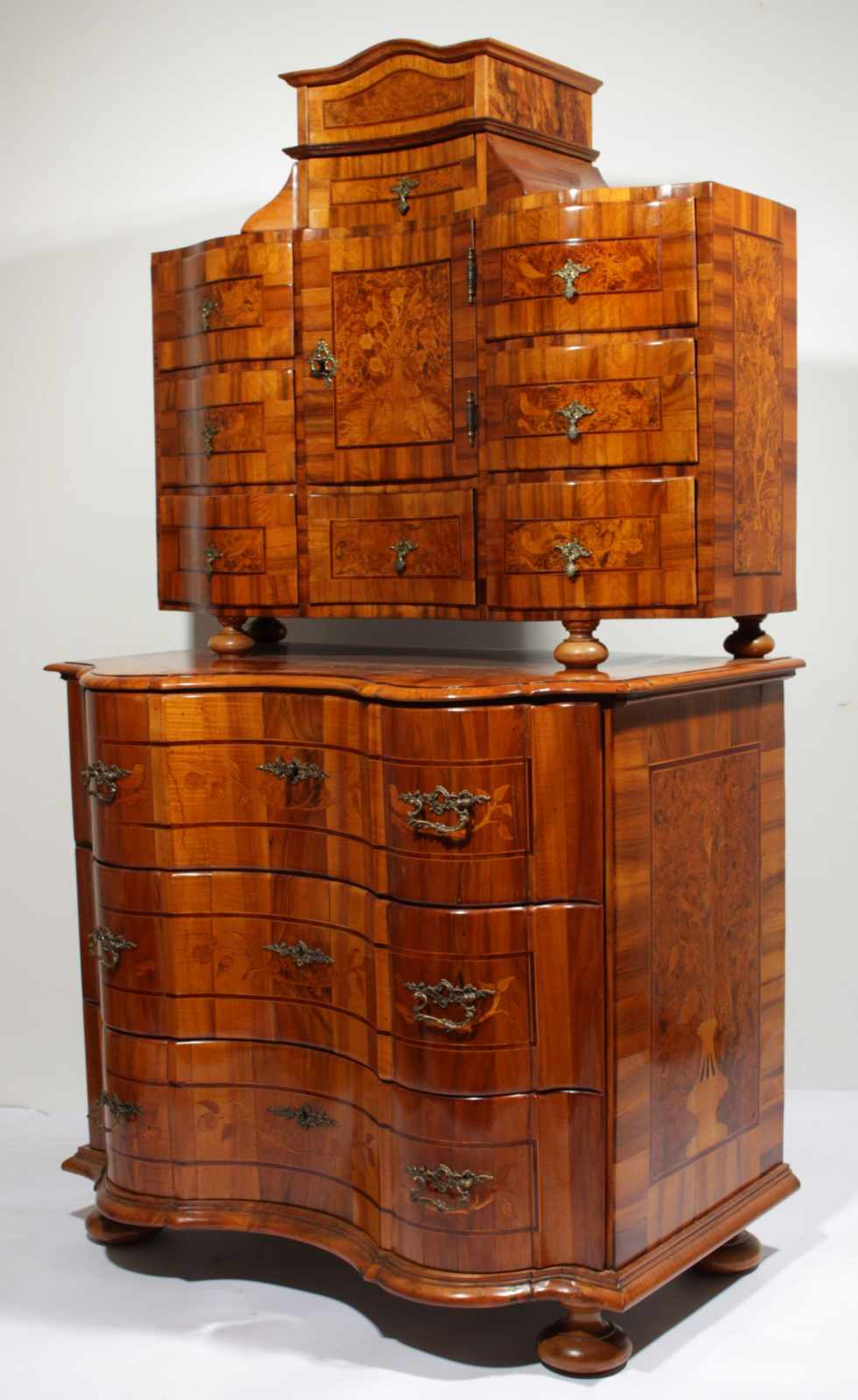 Baroque bureau cabinet Two-part bureau cabinet – dresser and additional chest of drawers on the top, - Image 19 of 25