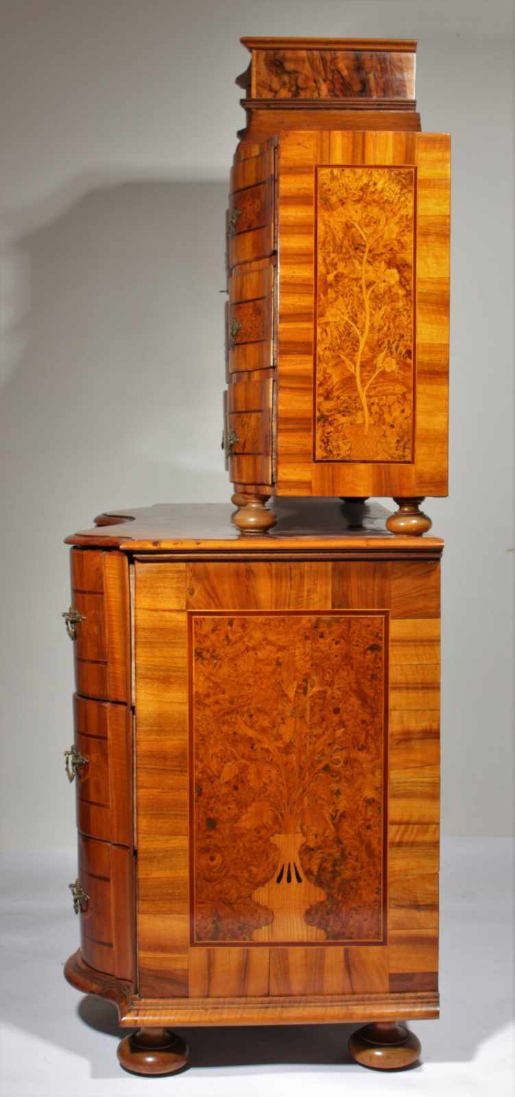 Baroque bureau cabinet Two-part bureau cabinet – dresser and additional chest of drawers on the top, - Image 22 of 25