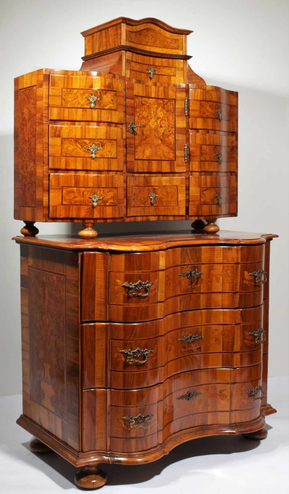 Baroque bureau cabinet Two-part bureau cabinet – dresser and additional chest of drawers on the top, - Image 12 of 25